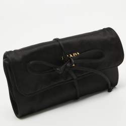 Pre Owned Prada Black Satin Foldable Travel Pouch