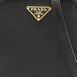 Prada Black Saffiano Lux Leather Phone Crossbody Bag