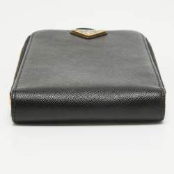Prada Black Saffiano Lux Leather Phone Crossbody Bag