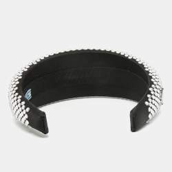 Prada Black Crystals Embellished Satin Oversized Head Band One Size