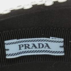 Prada Black Crystals Embellished Satin Oversized Head Band One Size