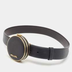 Prada Black Saffiano Leather Minaudière Belt