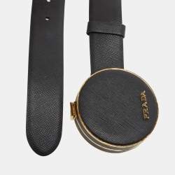 Prada Black Saffiano Leather Minaudière Belt