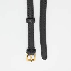 Prada Black Leather Slim Buckle Belt 80CM
