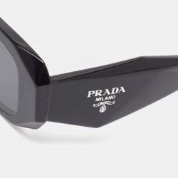 Prada Black SPR 17W Symbole Rectangular Sunglasses