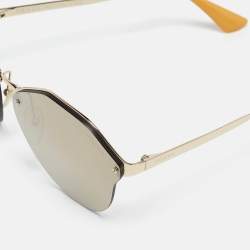 Prada Gold Mirrored SPR64T Geometric Sunglasses