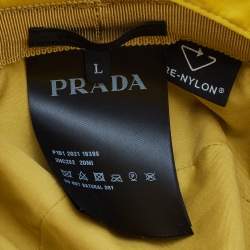 Prada Yellow Re-Nylon Pouch Detail Bucket Hat L