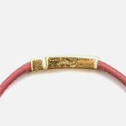 Pre Owned Prada Chic Crystals  Leather Gold Tone Bracelet S