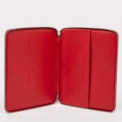 Pre Owned Prada Red Saffiano Lux Leather Zip Around iPad Case