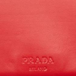 Pre Owned Prada Red Saffiano Lux Leather Zip Around iPad Case