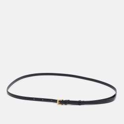 Prada Black Saffiano Lux Leather Slim Buckle Belt 100CM