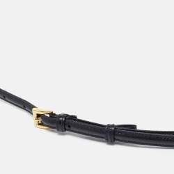 Prada Black Saffiano Lux Leather Slim Buckle Belt 100CM