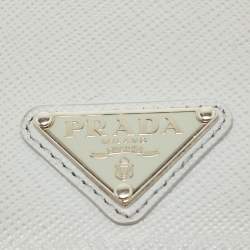 Prada White Saffiano Leather Badge Holder