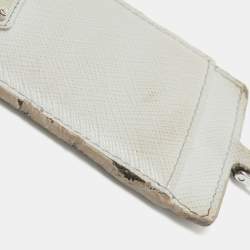 Prada White Saffiano Leather Badge Holder