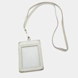 Prada White Saffiano Leather Badge Holder