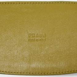 Prada Two Tone Green Leather Wide Buckle Belt 80CM