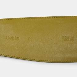 Prada Two Tone Green Leather Wide Buckle Belt 80CM