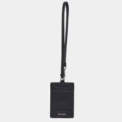 Prada Black Saffiano Leather Badge Holder