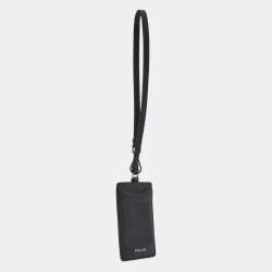 Prada Black Saffiano Leather Badge Holder
