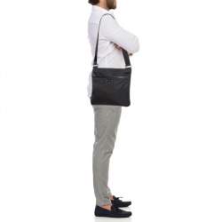 Prada Black Nylon and Leather Triangular Logo Messenger Bag