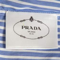 Pre Owned Prada Blue Comic Print Poplin Striped Sleeveless Shirt M
