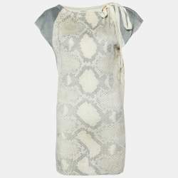 Prada Beige Python Print Rib Knit Top L