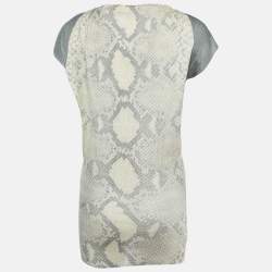 Prada Beige Python Print Rib Knit Top L