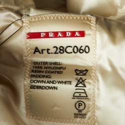 Prada Brown Synthetic Belted Zip-Up Quilted Down Jacket M