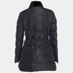 Pre Owned Prada Black Padded Silk Blend Mink Fur Trimmed Jacket M