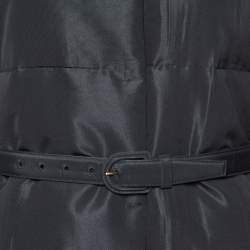 Pre Owned Prada Black Padded Silk Blend Mink Fur Trimmed Jacket M