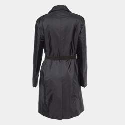 Prada Black Synthetic Mid Length Coat M