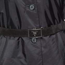 Prada Black Synthetic Mid Length Coat M