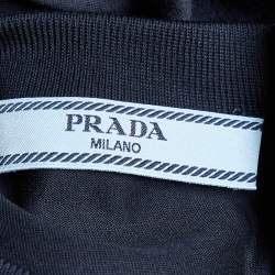 Pre Owned Prada Navy Blue Cotton Knit Sleeveless Long Dress XL