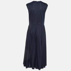 Pre Owned Prada Navy Blue Cotton Knit Sleeveless Long Dress XL