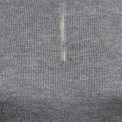 Pre Owned Prada Grey Rib Knit Zipper Sleeveless Top M