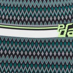 Prada Green Chevron Patterned Knit Midi Skirt M