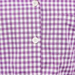 Pre Owned Prada Purple Gingham Cotton Bow Detail Belted Midi Dress M