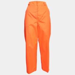 Prada Florescent Orange Synthetic Loose Fit Pants M