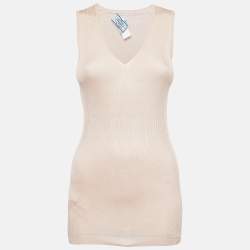 Prada Sand Brown Silk Knit Tank Top M