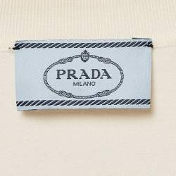 Pre Owned Prada Cream Wool Knit Polo Collar Midi Dress S