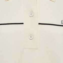 Pre Owned Prada Cream Wool Knit Polo Collar Midi Dress S