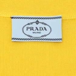 Prada Yellow Cashmere & Silk Knit Button Front Cardigan M