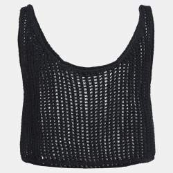 Pre Owned Prada Scoop Neck Crochet Knit Crop Top M