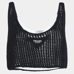Pre Owned Prada Scoop Neck Crochet Knit Crop Top M