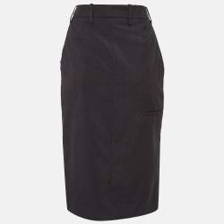 Pre Owned Prada Dark Grey Wool Pencil Skirt XS
