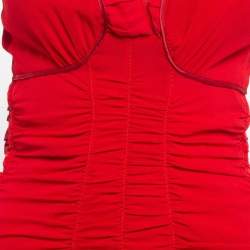 Prada Red Silk Ruched Short Dress M