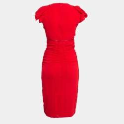 Prada Red Silk Ruched Short Dress M