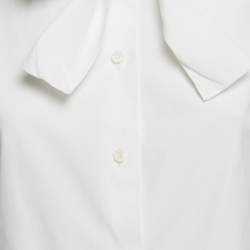 Prada White Cotton Sleeveless Tie-Up Neck Top S