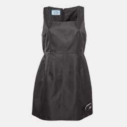 Prada Black Nylon Triangular Pouch Detail Mini Dress S
