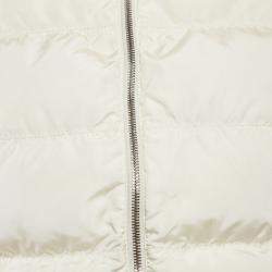 Prada Off-White Synthetic Quilted Fur Trim Hood Down Jacket S